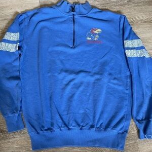 Vintage university of Kansas Jayhawks half zipper Sweatshirt L size